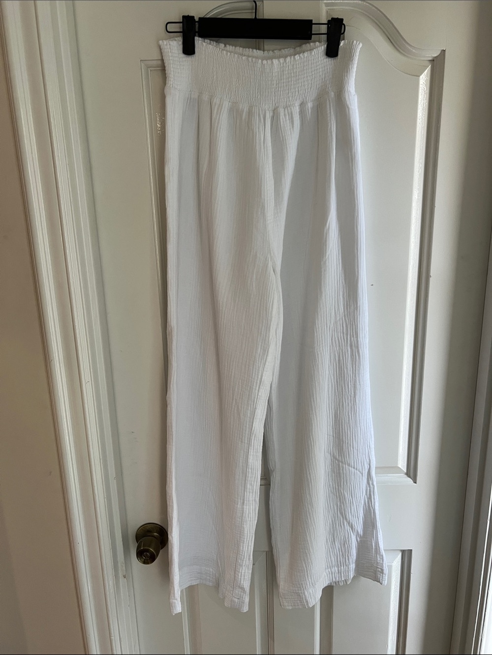 Z Supply White Wide-Leg Smocked Waist Pants
